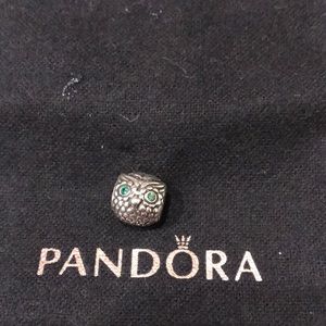 Pandora Owl Charm. Owl has green eyes.